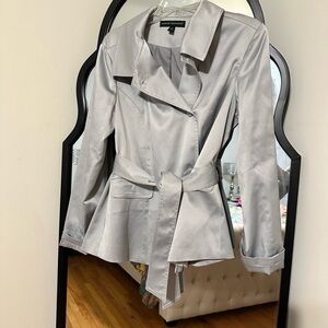 Harve Benard Elegant Silver Trench Coat